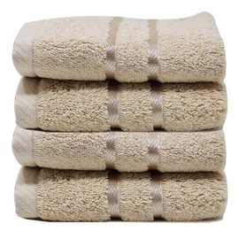 Towelogy® 600GSM Cotton Washcloths Multipack Quick Dry Flannels Face Towels Hotel Spa Bathroom Make Up Remover Cloths 30x30cm (Coffee, Pack Of 4)