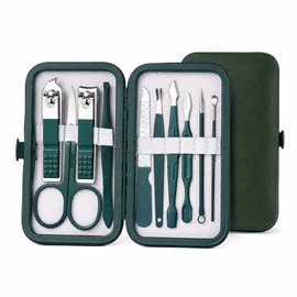 10-Piece Stainless Steel Manicure Set for Nail Care – Portable Grooming Kit with PU Travel Case for Home & Travel