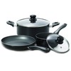 Starfrit Simplicity 5-Piece Cookware Set with Bakelite Handles, Black