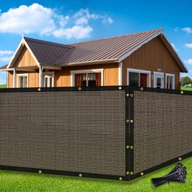 Amagenix Privacy Screen Fence 4'x100'Customized Mesh Fencing Shade Cover with Brass Grommets Heavy Duty Protective Covering for Outdoor Wall Garden Yard Backyard Pool Deck, Brown