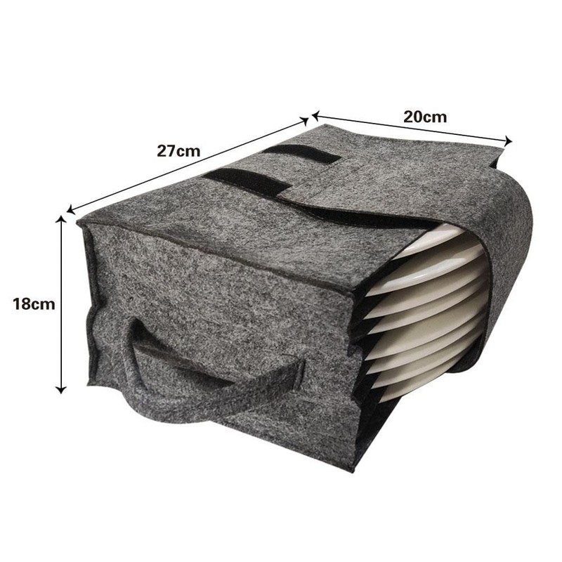 Caravan Plate Holder Camping Dinnerware Storage Felt Bag with Handles