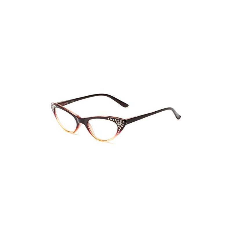 Readers.com The Paulina +3.00 Brown/Yellow Fade Womens Cat Eye Reading
