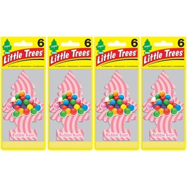 Little Trees Cardboard Hanging Car, Home & Office Air Freshener, Bubble Gum (Pack of 24)