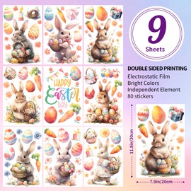 Easter Window Clings for Easter Bunny Rabbit, Easter Decorations Window Stickers Decal Double Sided Printing Egg Hunt Game, Electrostatic Film Easter Window Clings Easter Decor for Home Shop Office