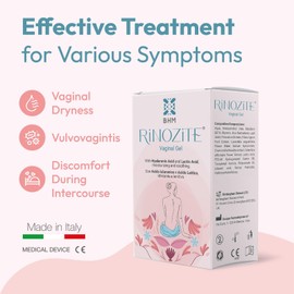 BHM RinoZite Vaginal Gel with Hyaluronic Acid, Lactic Acid, Aloe Vera for Vaginal Dryness, Discomfort, Irritation, Prevention and Control of BV, pH-Balanced, Scientifically Proven, 6 Applications