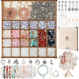 ARTREE Natural Beads for Bracelets, 6 Colours Gemstone Beads Kit for Threading, Amazonite Bead Set Beads for DIY Bracelets DIY Jewellery Necklace Earrings Chain for Adults