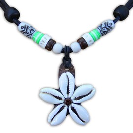 HANA LIMA Flower Chain Leather Necklace Shell Necklace Surfer Necklace Women's Surfer Necklace, Leather, 0