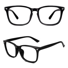GQUEEN Fake Brille Ohne Stärke Damen Herren Nerdbrille UV400 Schwarz,PE2