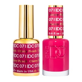 DND DC Gel Polish Set, Pink Collection, UV/LED Gel Polish and Air Dry Nail Lacquer, Matching Chip-Free Polish Duo, 071 Cherry Punch, 0.5 Fl Oz