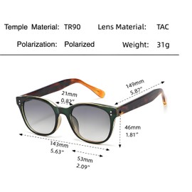 ONLYZILLA Polarized Oval Sunglasses Men Women Black Tortoiseshell frame Retro Driving Glasses UV Protection (Green & Oval)