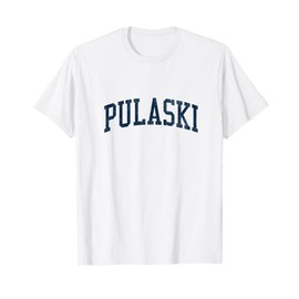 Pulaski NY Vintage Athletic Sports JSN2 Navy Print T-Shirt