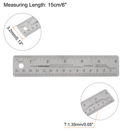 sourcing map 2 x stainless steel rulers with anti-slip back 15 cm / 6 inches and metric metal ruler