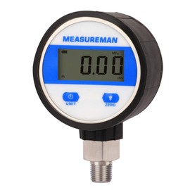 Measureman - Esfera de 2-1/2 pulgadas, medidor de aspiradora industrial digital con montaje inferior NPT de 1/4 pulgadas, caja de acero inoxidable y conexión, 15 psi, 1%, alimentado por pilas, con luz