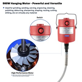 CTISMICE 560W Flex Shaft Grinder Electric Rotary Tool, 500-25000RPM Flexible Shaft Machine Sets with Variable Speed Foot Switch and 110pcs Accessories for Grinding Polishing Sanding Deburring Cutting