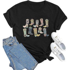 Long Live Cowgirls Sleeveless Women's Western Vintage Graphic Tees Funny Letter Print Country Music Cotton T-ShirtColor: Black-1, Size: L