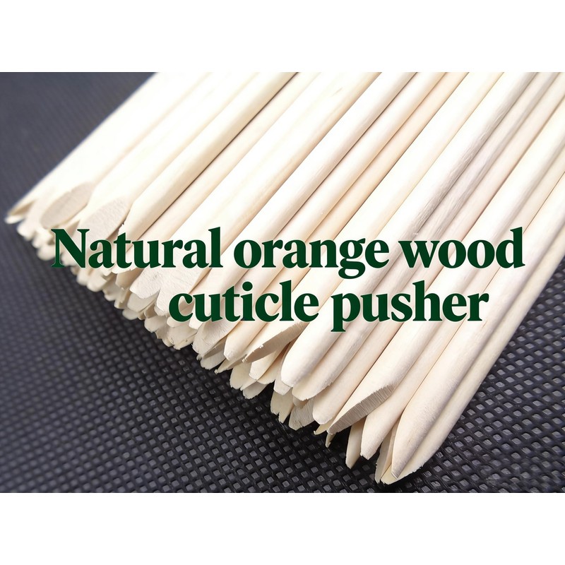 100-Count Double-Ended Nail Art Sticks - Natural Wood Cuticle Pusher