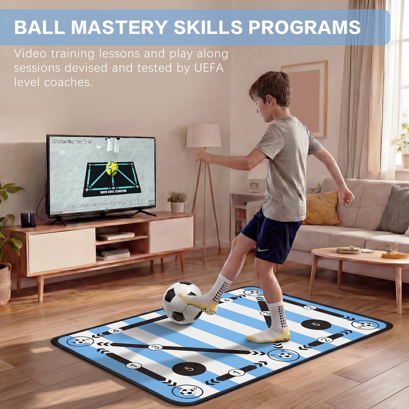 2F22E Soccer Training Mat, Soccer Training Equipment with Video Guide,