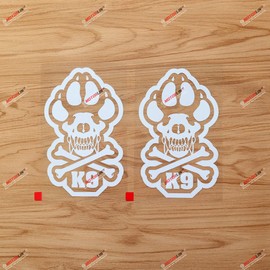 2 Pack White, 6 Inches - K9 K-9 Unit Decal Sticker Vinyl Police Dog Paw Bone - for Car Boat Laptop Cup No Background