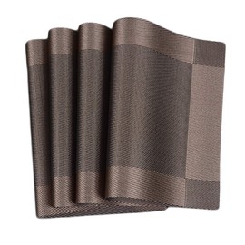 Dooppa PVC Insulation Non-slip Placemats Washable Table Mats Set of 4 (brown)