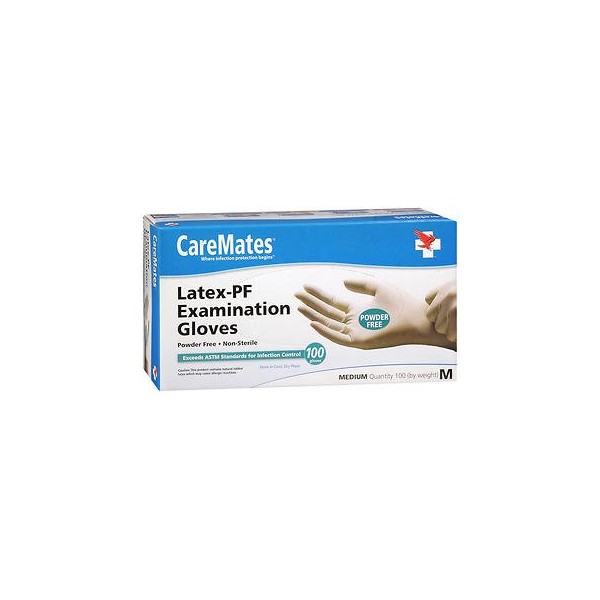 CareMates Latex-PF Examination Gloves Medium - 100ct, Pack of 3