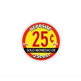 Spanish Price Decals for Gumball Machine. 25 Cent Candy Machine Vending Labels in Spanish Price Sticker for Spanish Speaking venues, 1.25" Round Vinyl Inside Mount - Vending Machine Supplies - (40pc)