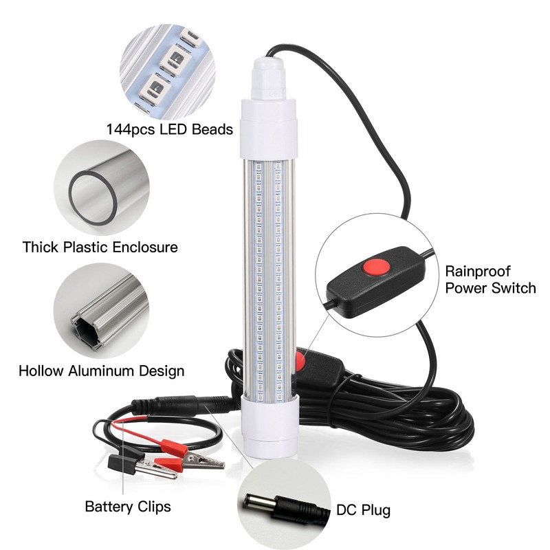 144 LED Submersible Fishing Light Underwater Fish Finder Lamp Night