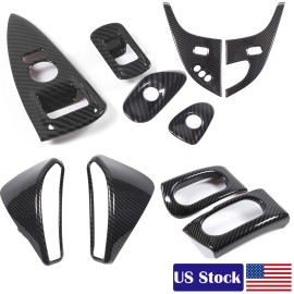 autopart2021 ABS Carbon Dashboard Interior Air Outlet Frame Sets For Corvette C6 05-13 US