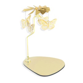 Spinning Candle Holder, Stainless Steel Magnetic Tray Golden Rotating Candlestick Set Auto Rotation Rotary Candle Holder Gold Votive Candle Holders for Candle Lover Romantic Wedding Christmas(#3)