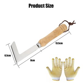 Sprießen Weed Scraper, Joint Scraper, Stainless Steel, Joint Scraper with Wooden Handle, Weed Cutter with Gloves, for Weeding, Loosening, Gift for Gardeners