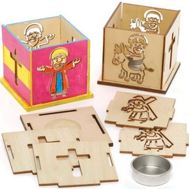 Baker Ross Holy Week Wooden Tealight Holders - Pack of 3, Easter Crafts, Craft for Kids (AX796)