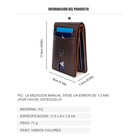 Billetera Hombre,Billetera De Cuero Bolsillo Frontal Cartilla De Hombre, Billetera + Bolsillo De Moneda,Negocios, Moderno,Cartera (Marrón)