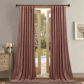 StangH Velvet Curtains 84 inches Long - Wild Rose Pink Room Darkening Window Curtains for Bedroom/Office, Privacy Thermal Insulated Room Dividers for Nursery, W52 x L84, 2 Panels