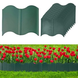Garden Edging Border, 20PCS Interlocking Landscape Edging Fence, No-Digging Plastic Garden Fence Border Set for Dividing Different Planting Areas, Decoring Garden Lawn [Green]