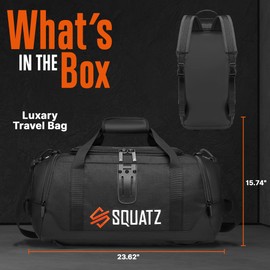 SQUATZ Gym Bag for Men and Women Sports 50L Duffle Bag Travel Backpack Weekender Overnight Backpack with Spacious Shoes Compartment Adjustable and Removable Shoulder Strap Workout, Multiple Pockets