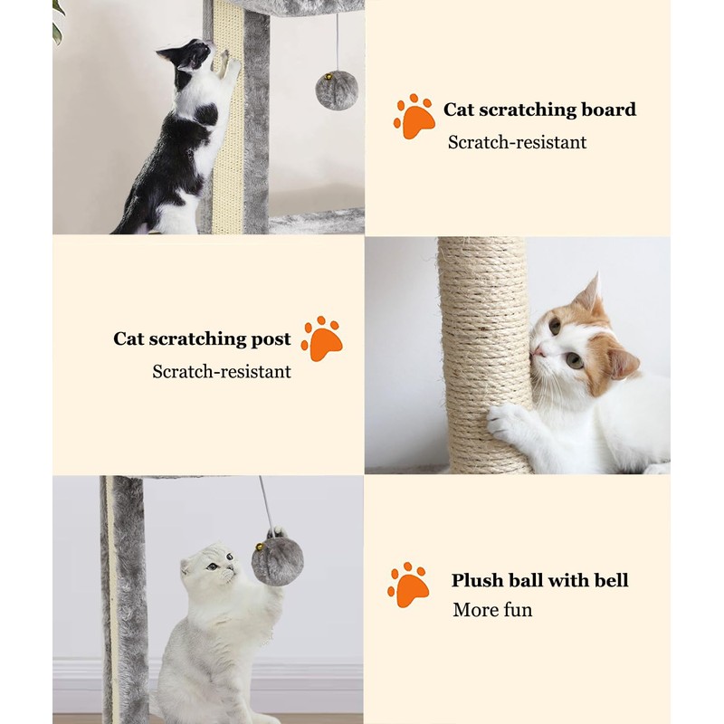 SYANDLVY Cat Tree with Scratching Post for Indoor Cats, Scratching