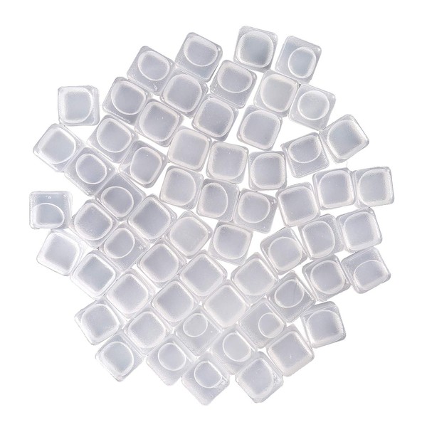VOJP 60 Pcs Reuable Ice Cubes White Clear Plastic Ice