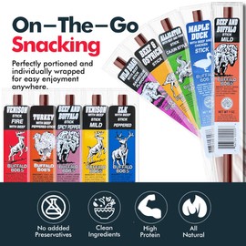 Jerky-n-Spice Wild Game Meat Sticks (10-Pack) | Ultimate Exotic Snacks | Beef Jerky Gifts for Men | Delicious Jerky Variety Pack Ideal for Anniversary, Camping, Hunting & Birthday Events