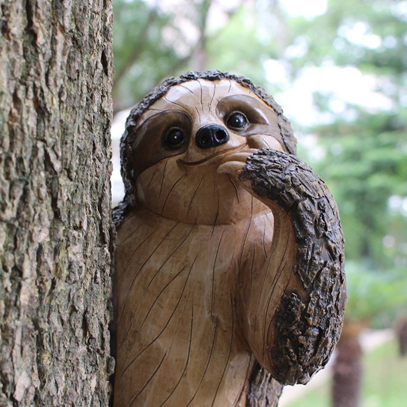 Garden Peeker Sloth Sculptures Lovely Innovative Simulation Resin Waterproof Lasting