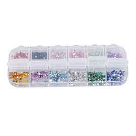Ipetboom Nail Decoration Set 12pcs 2mm Rhinestones Nail Art Decorations Flat Back for