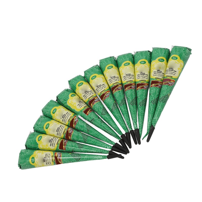 12pcs Tattoo Paste Cones 300g Semi Permanent Washable Waterproof Green