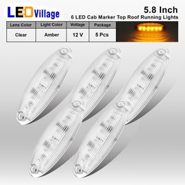 Ledvillage - Marcador de cabina de color ámbar transparente para 2008, 2009, 2010, 2011, 2012, 2013, 2014, 2015, 2016, 2017, 2018, 2019, Freightliner Cascadia, camión resistente, 12 V CC (5 PCPCPCs)