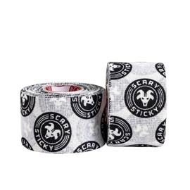 Goat Tape Scary Sticky Premium Athletic Tape, Weightlifting, Thumb for Hook Grip, Sticks with You Through The Toughest Fitness Workouts and Lifts, White/Black, 2 Rolls