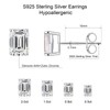 S925 Sterling Silver Stud Earrings for Women, Hypoallergenic Sterling Silver