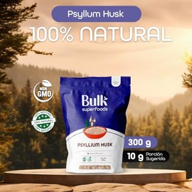 BULK SUPERFOODS - Psyllium Husk 300g - Extracto en Polvo 100 Natural, Libre de Gluten - Apto Para Dieta Keto - Fibra Diettica Natural                 