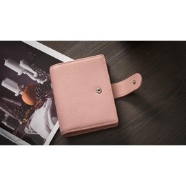 Ox Knight Leather A7 Binder Wallet, Refillable 6-Ring Pocket Size Ring Planner, Deluxe Planner Organizer with Planner Inserts and Exquisite Package (Pink)