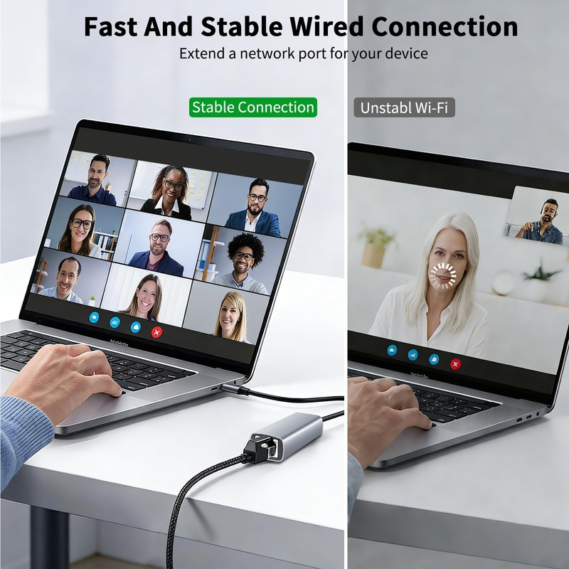 [MFi Certified] Lightning to Ethernet Adapter with Charging Port, 2-in-1