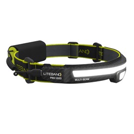Optimal Ventures Liteband PRO 1500MB Rechargeable LED Flashlight, Carbon Fiber Color, 210-Degree Wide-Angle Beam, 6 Modes, 3400mAh Battery, Weatherproof Housing, IPX5