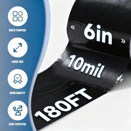 Pueatte Outdoor Waterproof Repair Tape, Heavy Duty UV Proof Patch for RV, Awning, Tent, Tarp, Boat Cover and Fabric Repair, Black 6 in x 180 ft