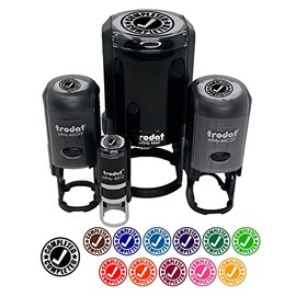 Completed Check Mark Teacher School Self-Inking Rubber Stamp Ink Stamper for Stamping Crafting Planners - 1/2 Inch Mini - Red Ink