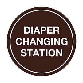 Signs ByLITA Circle Diaper Changing Station Sign (Dark Brown) - Small
